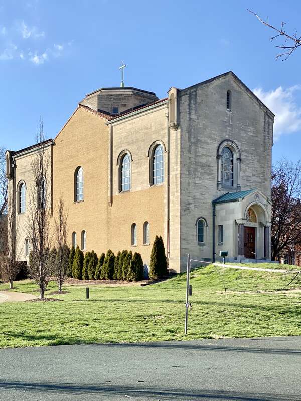 Built in 1951-1952 and internally finished in 1966, this Romanesque Revival-style building is now the Shrine of Saint Philippine Duchesne, and was originally intended to be a larger structure, with a nave to the south having never been completed, the