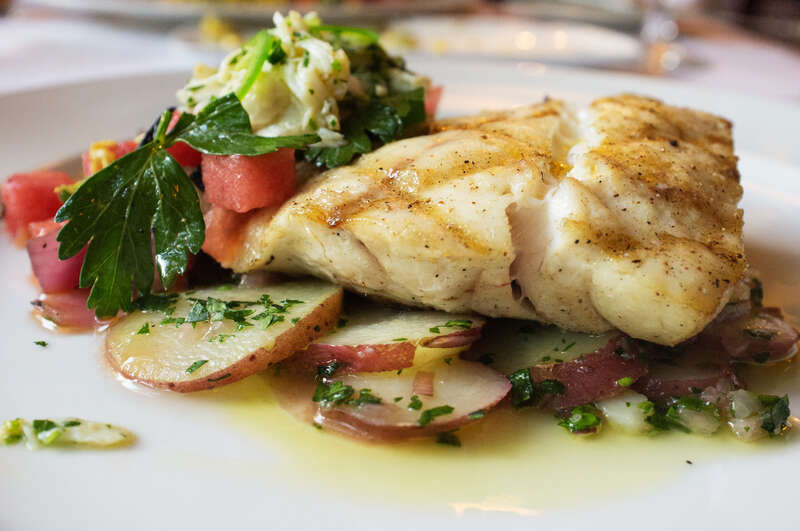 &quot;Greg Abrams&quot; Snapper watermelon relish with Jumbo Lump crabmeat, Jalapeño, Mint and Honey Cider Vinaigrette