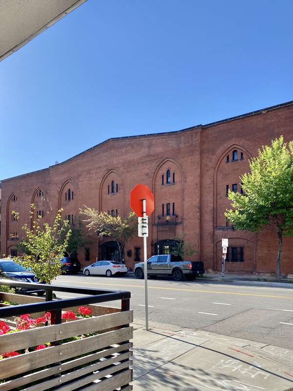 Built in 1889, this warehouse was originally designed by Edward S. Stebbins for the Realty Company.  Renovated in 1902-1906 under the direction of Cass Gilbert, the building was modified to its present Gothic Revival-style appearance.  Also known as