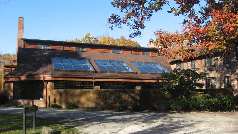 Rear of the Turkey Run Inn, located in Turkey Run State Park in Sugar Creek Township, Parke County, Indiana, United States.  It was built in 1919.