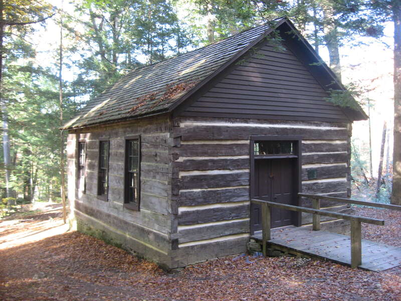 The nameless log church in Turkey Run State Park, located near the Turkey Run Inn in Sugar Creek Township, Parke County, Indiana, United States.  It was built in 1871.