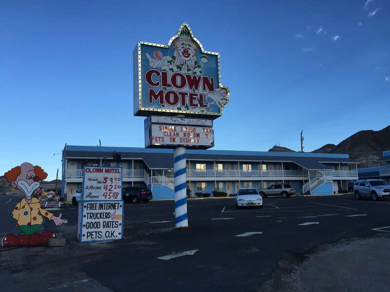 The Clown Motel on Main Street (U.S. Route 6 and 95) in Tonopah, Nevada