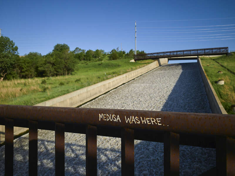 View of the Spillway from the lower bridge. “Medusa was here..” Maybe the stories of Medusa’s demise were exaggerated?