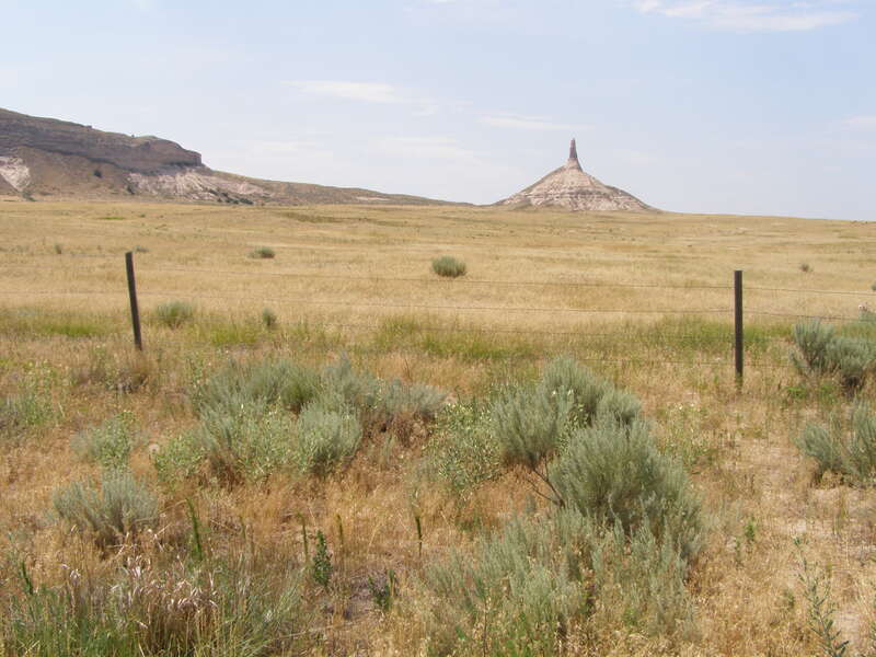 Chimney Rock a landmark along the California, Oregon and Mormon Trails in western Nebraska.