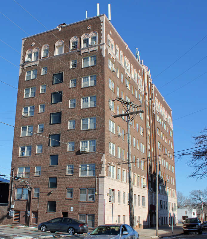 The Commodore Apartment Hotel, located at 222 East Elm Street and 601 North Broadway Avenue in Wichita, Kansas. The property is listed on the National Register of Historic Places.
