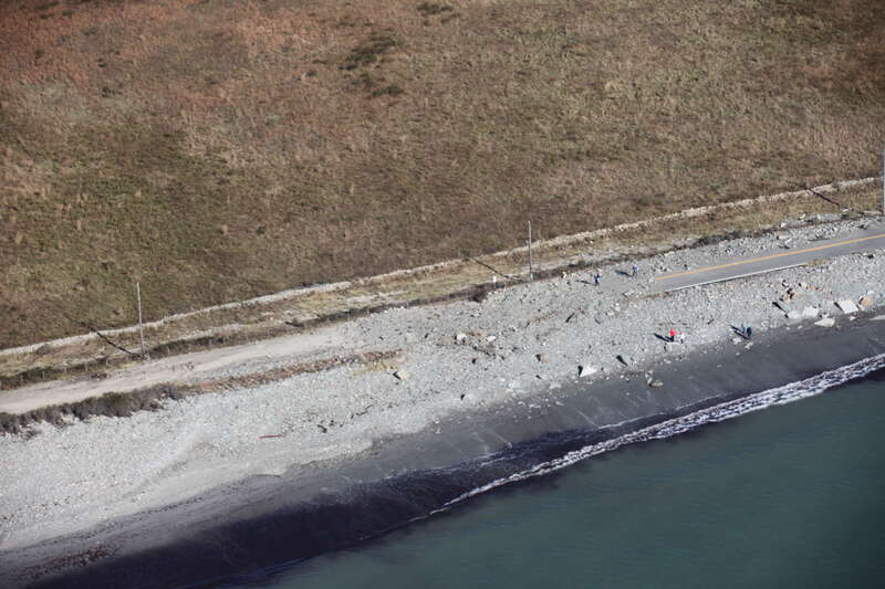 Road debris and over wash on Sachuest Point road along the entrance to Sachuest Point National Wildlife Refuge and Kettle Pond Visitor Center in the aftermath of Hurricane Sandy. Photo credit: Greg Thompson/USFWS