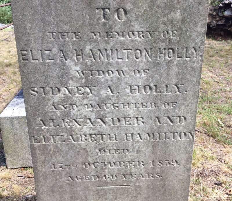 The gravestone of Eliza Hamilton Holly