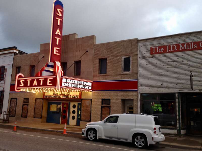 The renovated theater on Sheridan Street in Ely, MN, USA