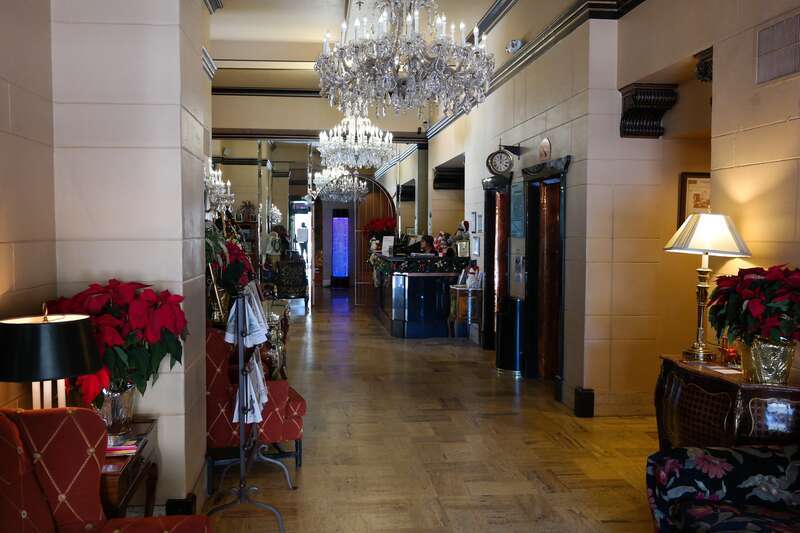 The lobby of the Hotel San Carlos