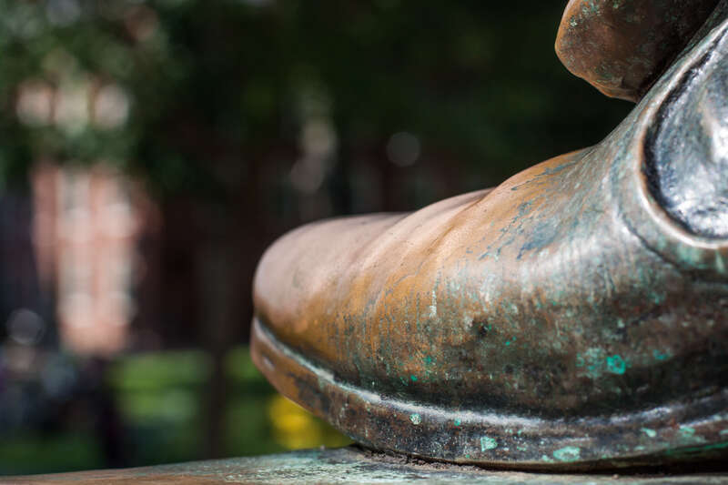 Day 256.
This is probably the most famous foot in Cambridge - the foot of the John Harvard statue in Harvard Yard. Tourists flock to this statue to take photos and touch the foot for luck. Interestingly, this is also known as the statue of three
