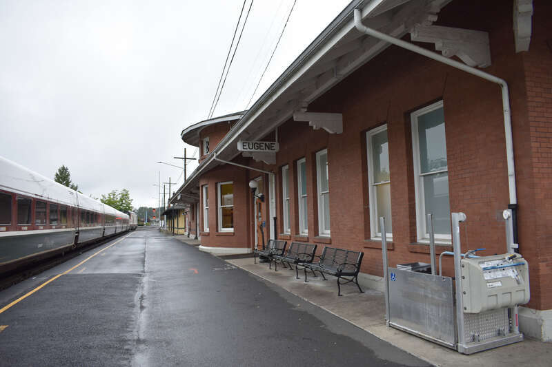 The Southern Pacific Passenger Depot in Eugene, Oregon, was constructed in 1908 and is listed on the National Register of Historic Places.