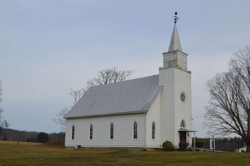 Front and southern side of the Zaleski United Methodist Church, located at 114 N. Broadway in Zaleski, Ohio, United States.