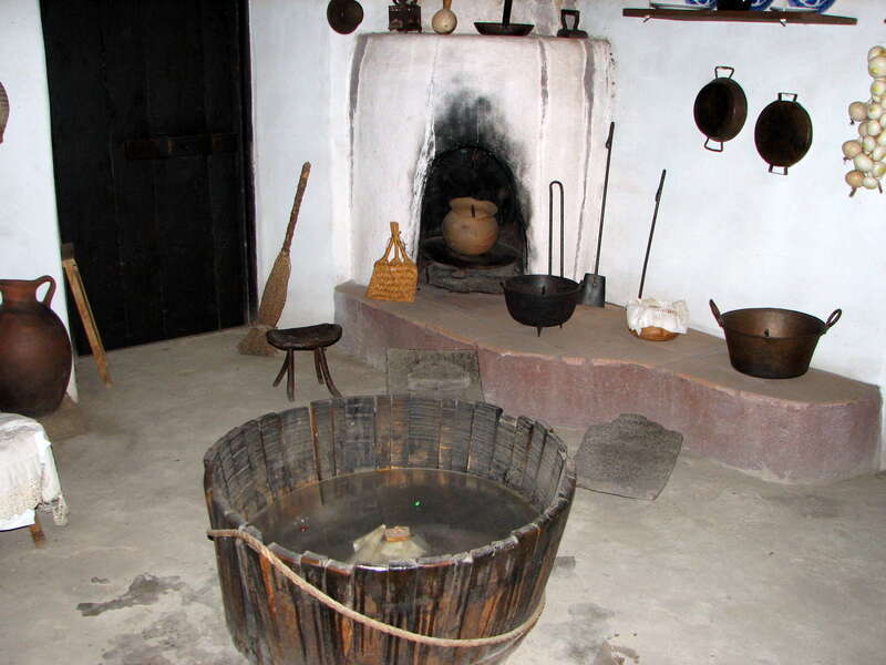 Avila Adobe kitchen, Olvera Street, Los Angeles, California, USA