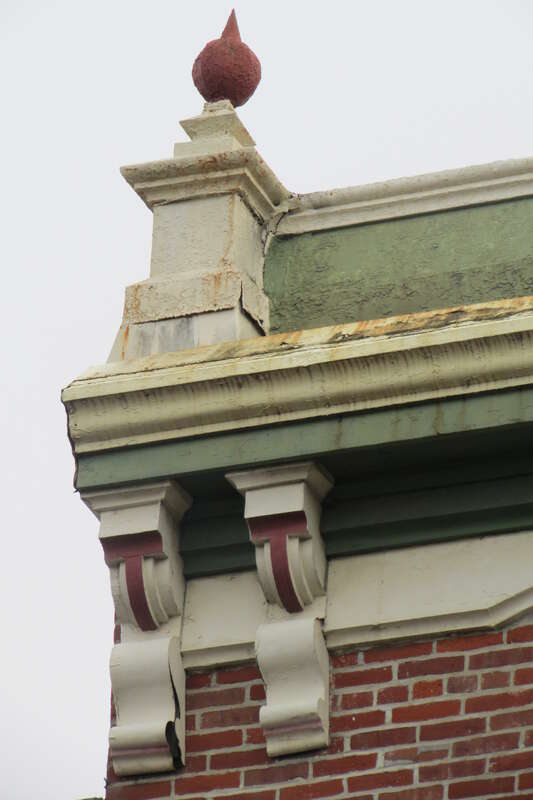 Cornice fililal on the Hotel Millersburg, in Millersburg, Ohio.