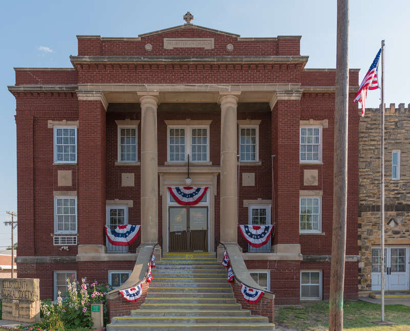 Ellis County Historical Society, 100 W. 7th St. Hays (the NRHP-listed First Presbyterian Church is next to this building).
