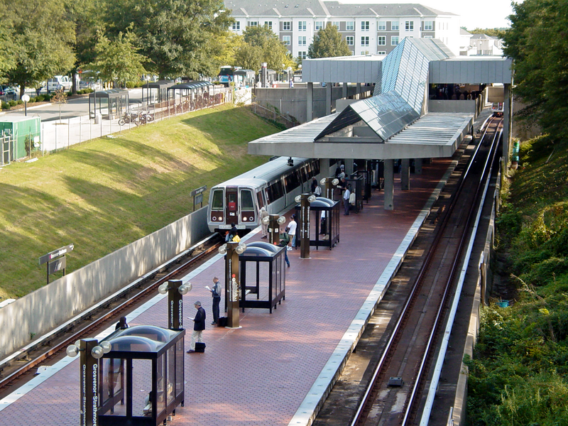 Grosvenor-Strathmore, a station on the Red Line of the Washington Metro system.  Viewed from Tuckerman Lane.

Ben Schumin is a professional photographer who captures the intricacies of daily life.  This image may be used under Creative Commons