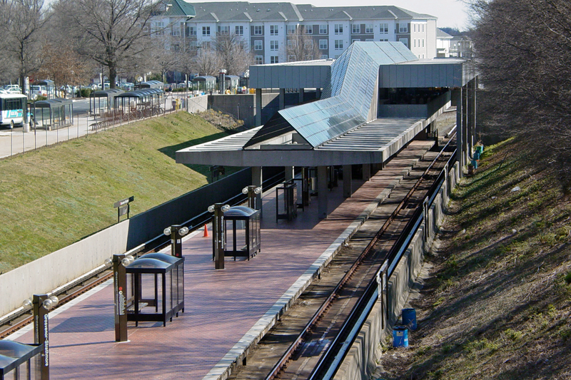 Grosvenor-Strathmore, a station on the Red Line of the Washington Metro system.  Viewed from Tuckerman Lane.

Ben Schumin is a professional photographer who captures the intricacies of daily life.  This image may be used under Creative Commons