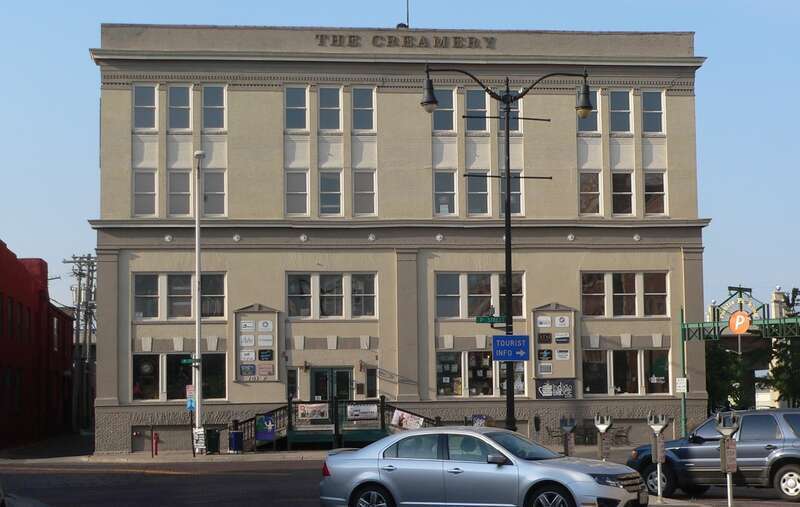 Haymarket District in Lincoln, Nebraska: Beatrice Creamery building, located at 7th and P Streets, facing north up 7th.  According to a plaque on the building, it was constructed in 1890, and its upper floors were added in 1904.