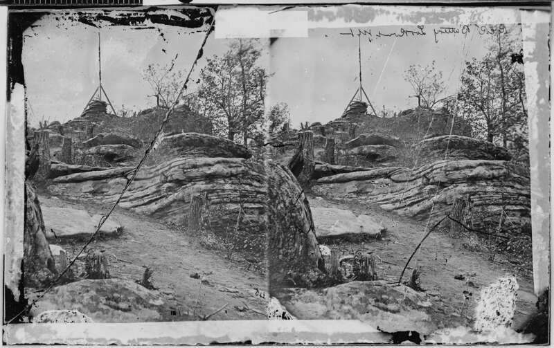 Original Caption: Rock battery, Lookout Mountain
U.S. National Archives’ Local Identifier:  111-B-1991
From:: Series: Mathew Brady Photographs of Civil War-Era Personalities and Scenes, (Record Group 111)
Photographer: Brady, Mathew, 1823 (ca.) -