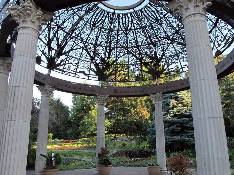 Photo of the Sunken Gardens pavilion.  The Sunken Gardens are located on the southwest corner of S. 27th Street &amp;amp; Capital Parkway in Lincoln, Nebraska.  This photo was taken off of &quot;D&quot; Street; on the north side of the pavilion, looking due south.