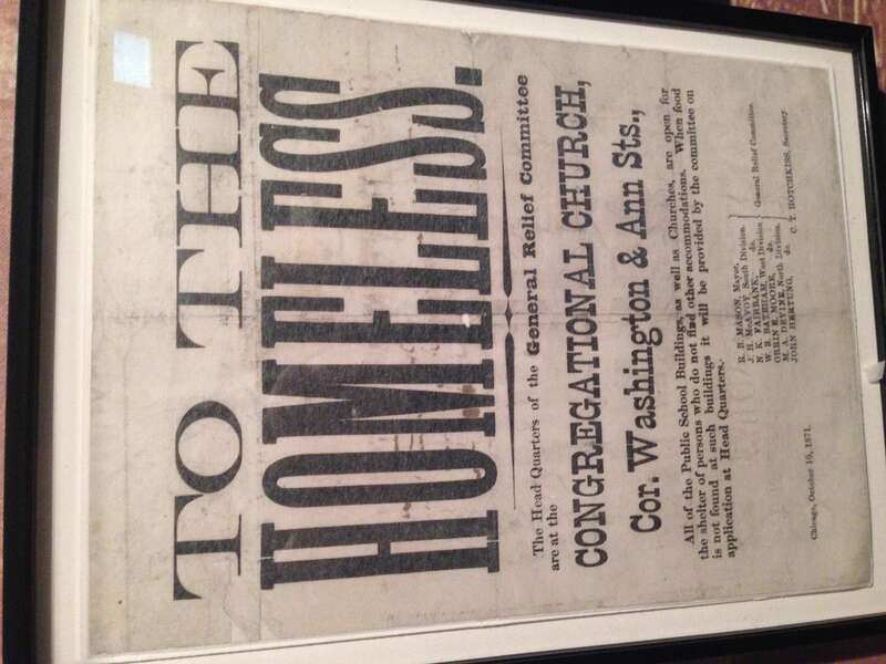 To the Homeless of the Chicago Fire, Chicago History Museum