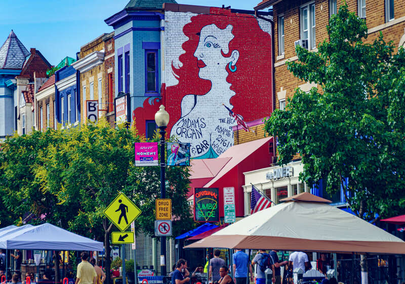 Re-imagined 18th Street in Adams Morgan, Washington, DC USA