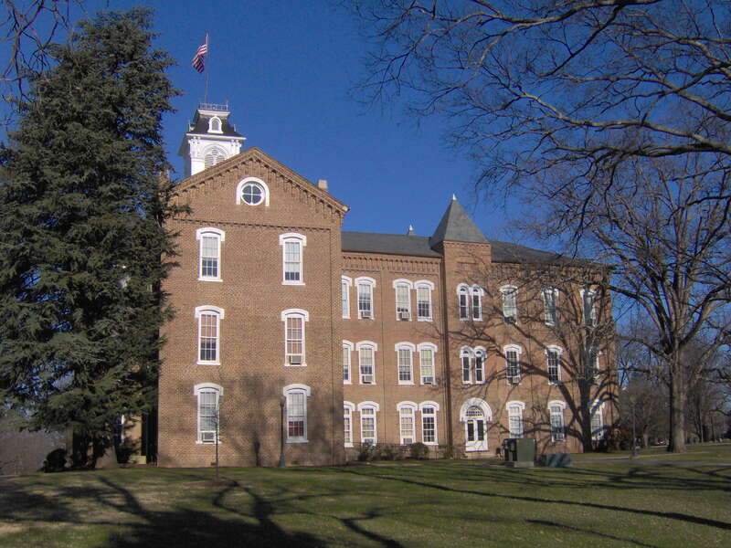 The NRHP-listed Anderson Hall on the campus of Maryville College in Maryville, Tennessee, USA.
