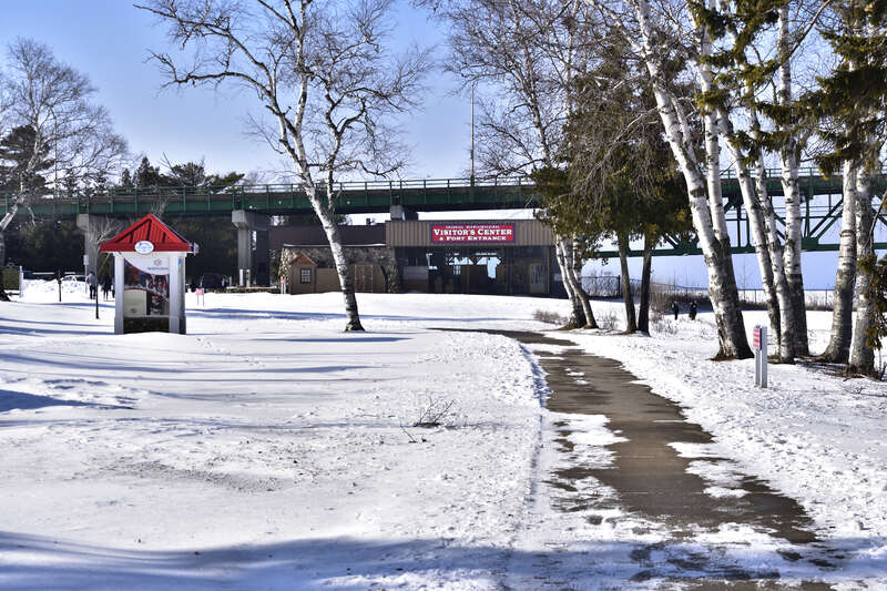 Colonial Fort Michilimackinac in Winter -  Mackinaw City, Michigan - January 26, 2018