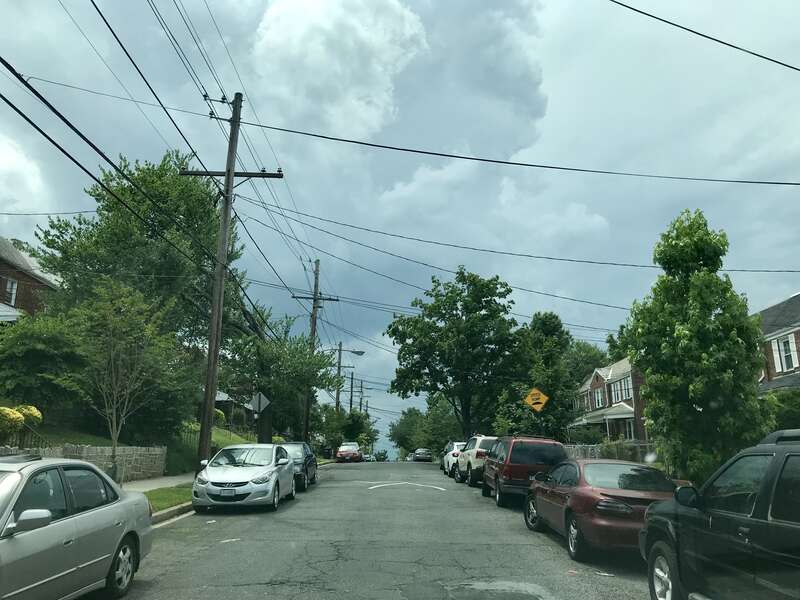 Intersection of Blaine St. and Burns St. NE, in the neighborhood of East River Heights, May 2019