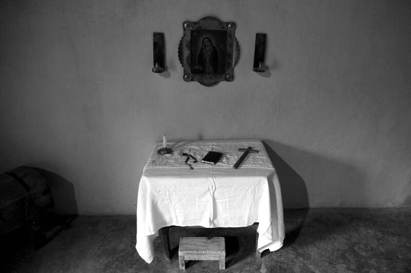 This is a small shrine in the Hacienda Martinez in Taos, NM.