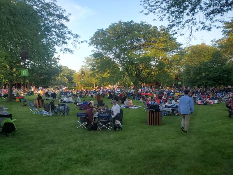 Lawn section at the Ravinia Festival in Highland Park, Illinois. Random place in the lawn