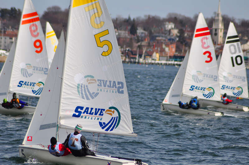 Salve Regina University sailing team in Newport Harbor, Rhode Island