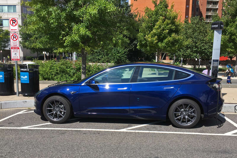 Tesla Model 3 charging in Washington D.C.