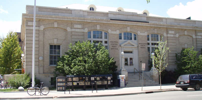 w:US Post Office-Boulder Main in w:Boulder, Colorado, listed on the w:National Register of Historic Places.