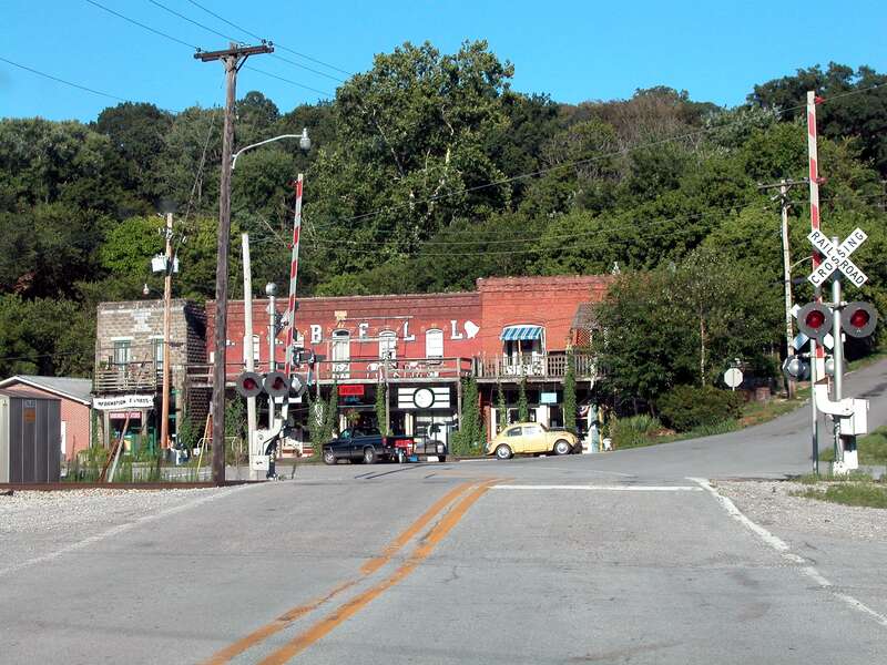 Railroad crossing in w:Makanda, Illinois