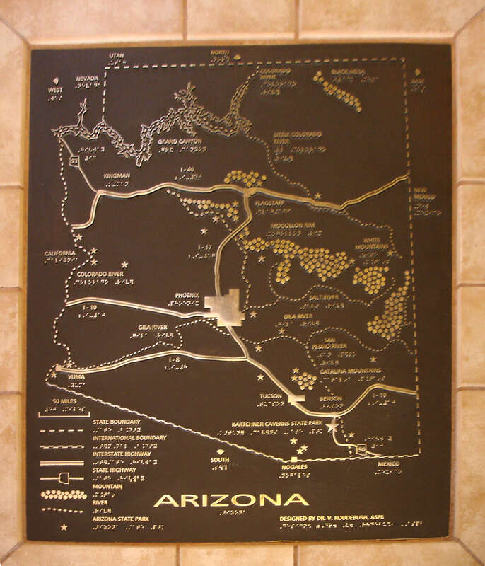 The entrance lobby at Kartchner Caverns State Park has this map of Arizona.