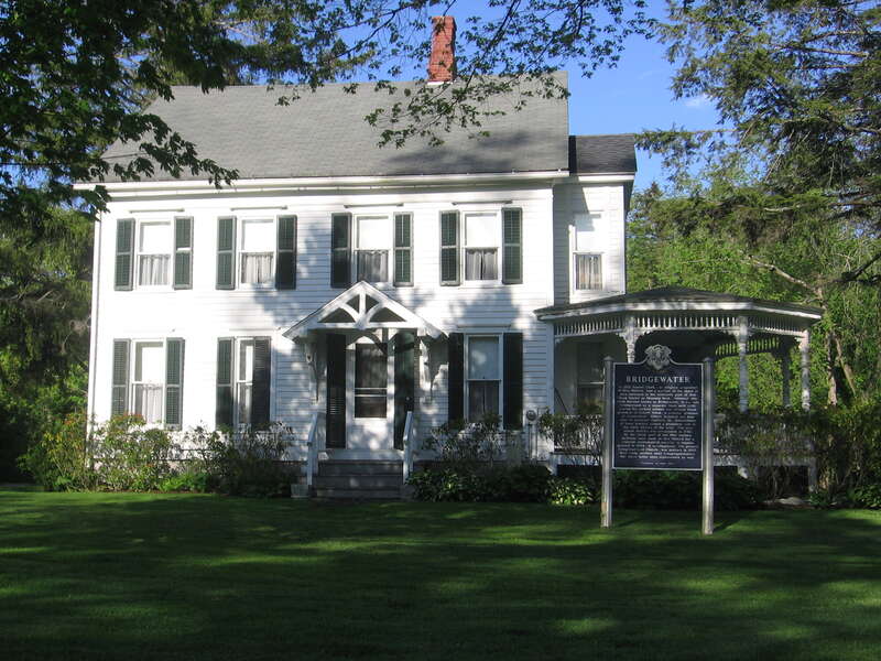 Setting of the prominent sign in Bridgewater, Connecticut, USA.