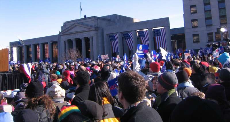 It may have been 8 degrees, but 15,000 people still decided to come out and cheer on Senator Obama as he announced his run for President