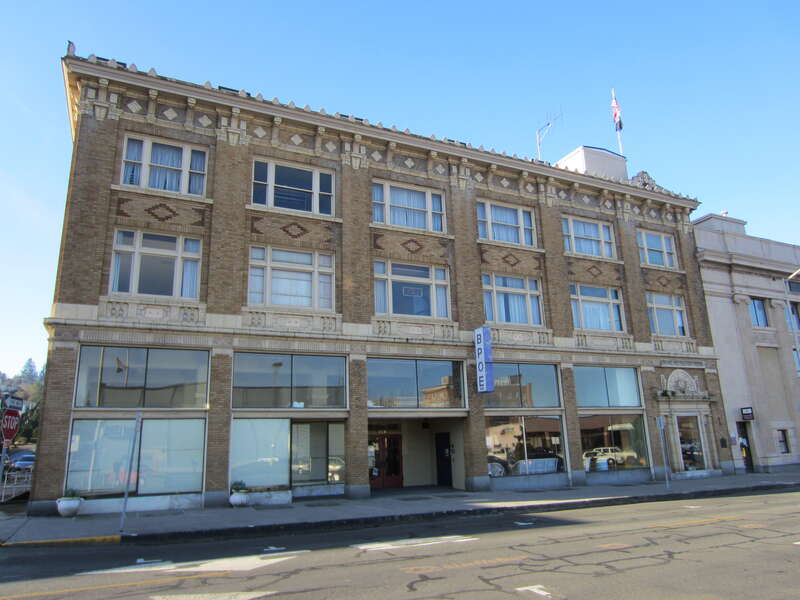 The Astoria Elks Building, also known as Astoria B.P.O.E. Lodge No. 180 Building, in downtown Astoria, Oregon in December 2011