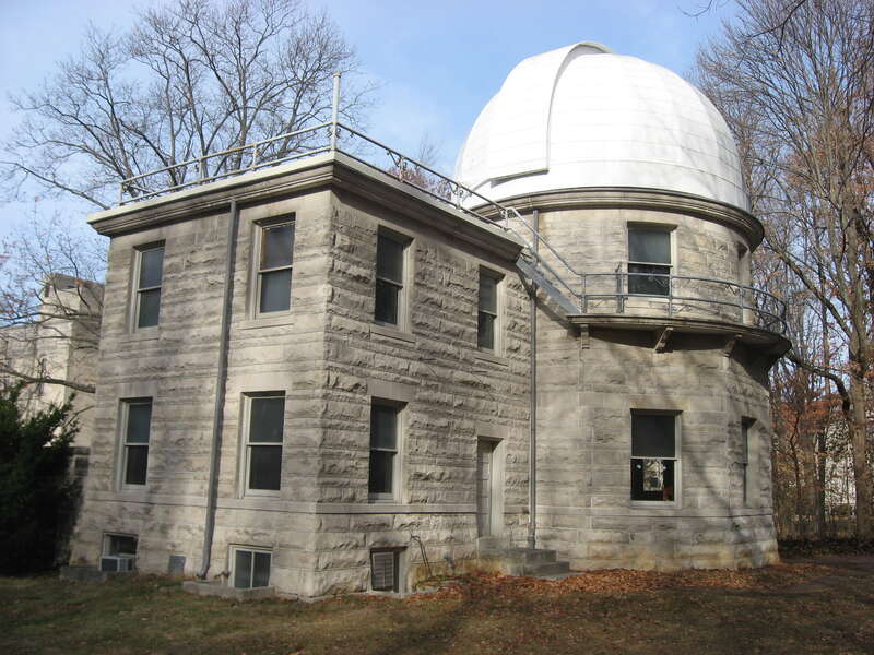 Rear of the Kirkwood Observatory on the campus of Indiana University in Bloomington, Indiana, United States.  Built in 1901, it is part of The Old Crescent, a group of the oldest buildings on the university's campus that is listed on the National