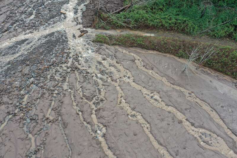 Flooding and debris on I-84 at Exit 35, near Ainsworth State Park.