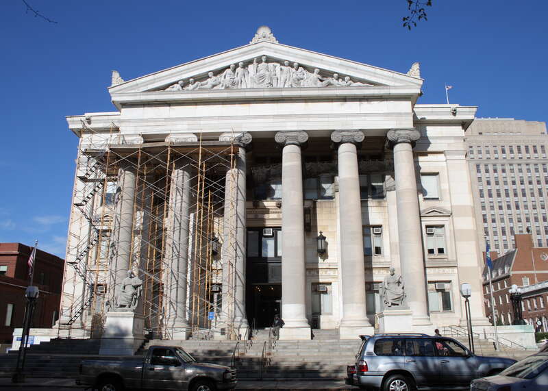 The old New Haven County Courthouse at 121 Elm St., a Neo-classical Beaux-Arts building designed by William Allen and Richard Williams and constructed between 1909 and 1914.  It currently serves as the Geographical Area #23 Courthouse.  It is a