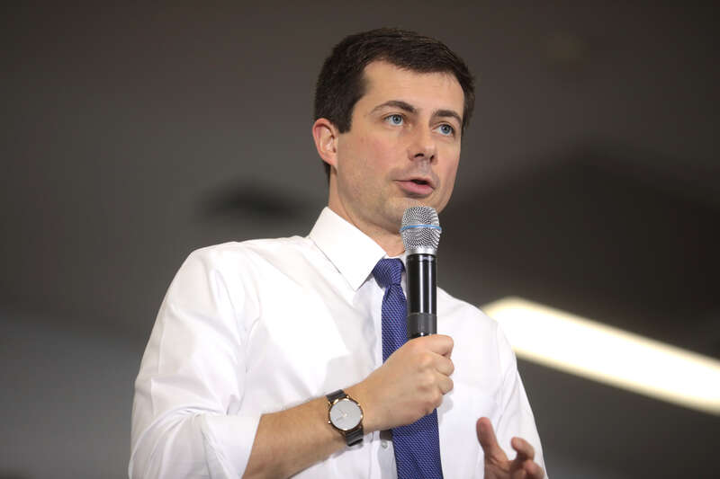 Mayor Pete Buttigieg speaking with supporters at a town hall at the Madison County Fairgrounds Jackson Building in Winterset, Iowa.

Please attribute to Gage Skidmore if used elsewhere.