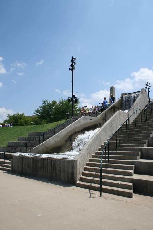 Model of a hydraulic jump at Riverscape Metropark in Dayton, Ohio. The hydraulic jump is used on dams to control the flow of water during floods.