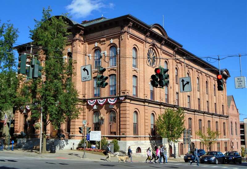 Saratoga Springs City Hall, located at 474 Broadway in Saratoga Springs, New York, was built in 1871 by Cummings &amp;amp; Burt in the Italianate style. It is part of the Broadway Historic District, which was added to the National Register of Historic