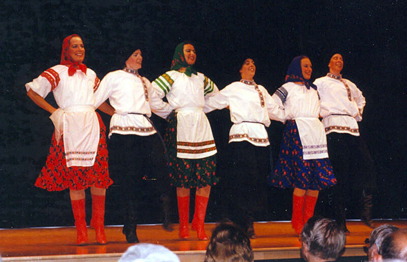 The New Archangel Dancers was formed in 1969, to preserve some of the Russian cultural traditions of the 18th and 19th centuries.  They are all women and volunteers.  None is a professional dancer or has Russian lineage.  They perform 30-minute shows