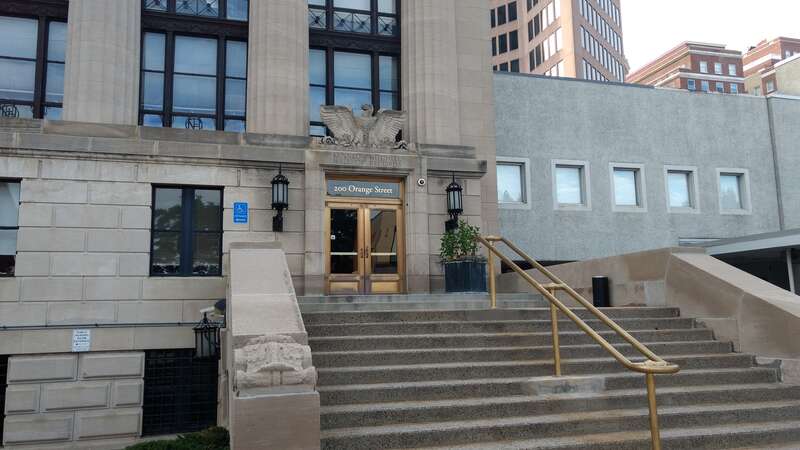 Hall of Records (200 Orange St) camera on wall 2