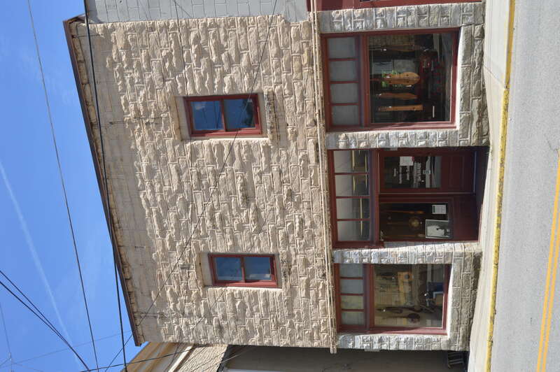 Front of the Bolen Building, located at 85 W. Main Street (Kentucky Route 550) in Hindman, Kentucky, United States.  Built in 1939, it is listed on the National Register of Historic Places, and it is part of a Register-listed historic district, the