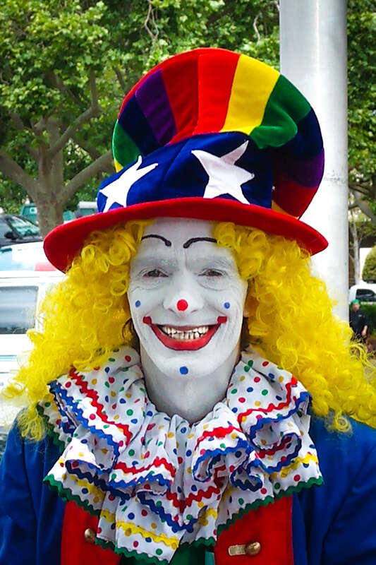 A clown at the Saturday Market in Eugene, Oregon