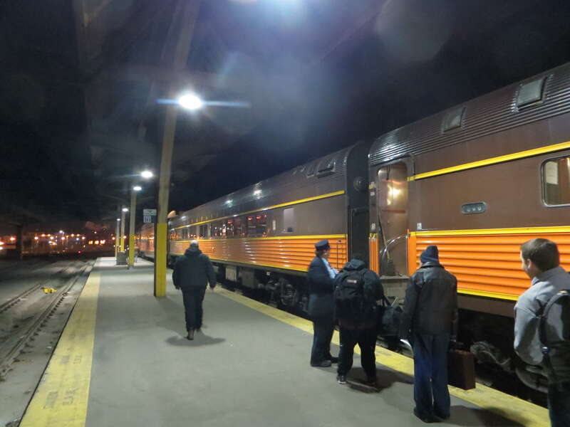 The Hoosier State with Iowa Pacific equipment at Indianapolis in February 2017